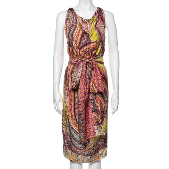 Etro Dresses & Skirts - Etro 100% silk paisley print tie dress IT42 US6